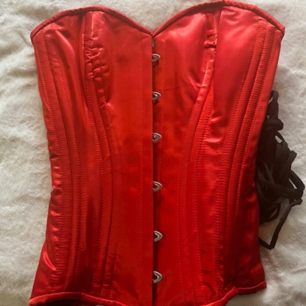 Orchard Corset red satin corset, size 28